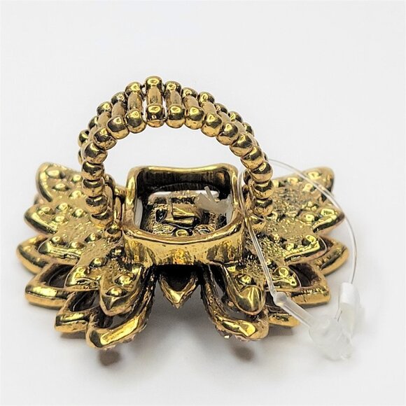 VINTAGE Gold Rhinestone Butterfly Stretch Ring - Picture 5 of 14